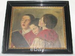 06f6 Hst Old Oil On Canvas Painting Children Chur Religion Nineteenth