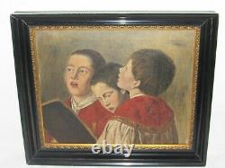 06f6 Hst Old Oil On Canvas Painting Children Chur Religion Nineteenth