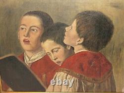 06f6 Hst Old Oil On Canvas Painting Children Chur Religion Nineteenth