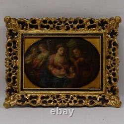 18th century Ancient Oil Painting The Holy Family with Saint John 45x36