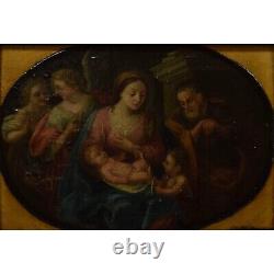 18th century Ancient Oil Painting The Holy Family with Saint John 45x36