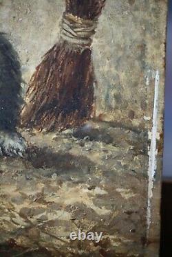 19th, Ancient Painting, Animals, Dogs, Chiots And Cat, Oil On Wood, Signed