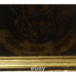 19th Century Ancient Oil Painting With Coat Of Arms 38x32 CM