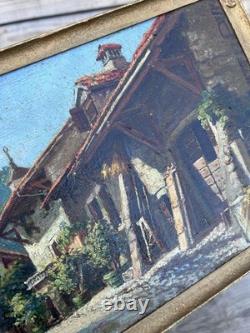 19th Century Italian Miniature Painting Old Oil on Canvas HST Napoléon III