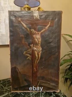 19th Century Old Painting, Oil on Canvas Christ, Religion