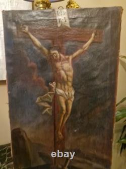 19th Century Old Painting, Oil on Canvas Christ, Religion