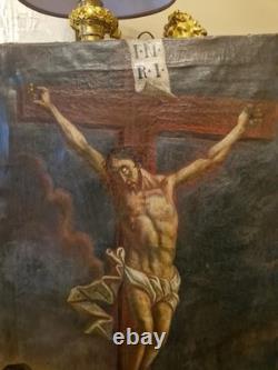 19th Century Old Painting, Oil on Canvas Christ, Religion