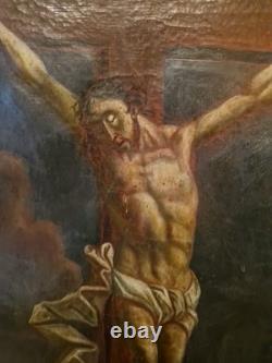 19th Century Old Painting, Oil on Canvas Christ, Religion