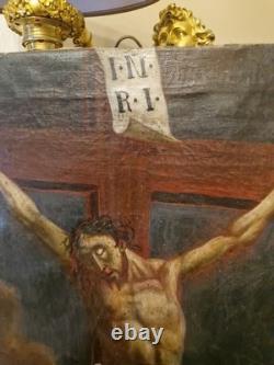 19th Century Old Painting, Oil on Canvas Christ, Religion
