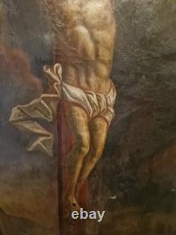 19th Century Old Painting, Oil on Canvas Christ, Religion