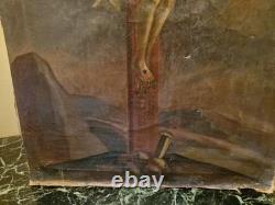 19th Century Old Painting, Oil on Canvas Christ, Religion