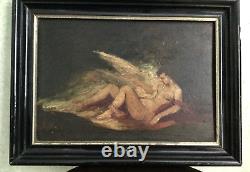 19th SPLENDID ANCIENT NUDE PAINTING, OIL ON PANEL, FRAME