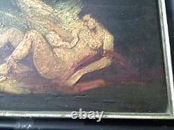 19th SPLENDID ANCIENT NUDE PAINTING, OIL ON PANEL, FRAME