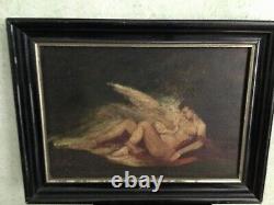 19th SPLENDID ANCIENT NUDE PAINTING, OIL ON PANEL, FRAME