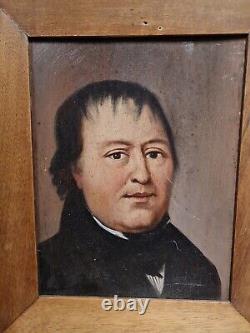 19th century, old portrait of a man, oil on unsigned panel