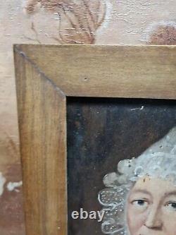 19th century, old portrait of a woman, unsigned oil on panel