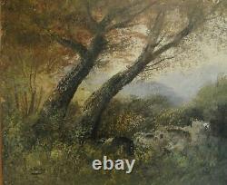 2960 Barbizon School Oil On Canvas Forest, Signed Henry, Old Canvas