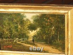 2 Ancient Paintings Signed. Landscape Oil Painting on Wood Panel Style 19th Century
