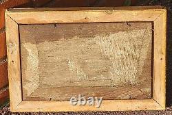 2 Ancient Paintings Signed. Landscape Oil Painting on Wood Panel Style 19th Century