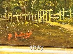 2 Ancient Paintings Signed. Landscape Oil Painting on Wood Panel Style 19th Century