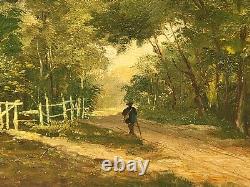 2 Ancient Paintings Signed. Landscape Oil Painting on Wood Panel Style 19th Century