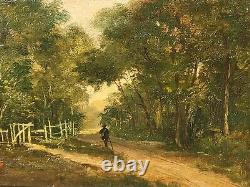 2 Ancient Paintings Signed. Landscape Oil Painting on Wood Panel Style 19th Century