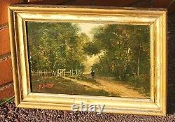 2 Ancient Paintings Signed. Landscape Oil Painting on Wood Panel Style 19th Century