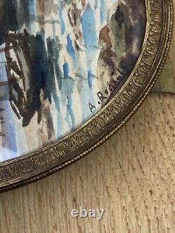 2 X Watercolor / Oil On Wood Marine Frames Former Louis XVI