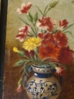 3 Miniature Paintings, Oil on Antique 19th Century Wood Panel