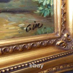ANCIENT PAINTING by Charles GIR Oil painting on wood dancers gold frame
