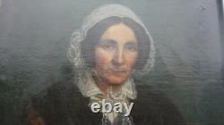 ANCIENT TABLEAU Oil on canvas PORTRAIT WOMAN 1853
