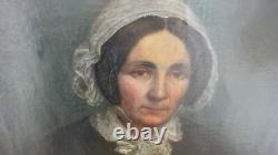 ANCIENT TABLEAU Oil on canvas PORTRAIT WOMAN 1853