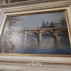 A. Coutanceau Le Pont-neuf 1946 Former Painting Hst Oil On Canvas Box Paris