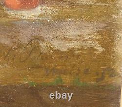 Aa 1520 Beautiful Old Oil Painting On Sign 43cm Signed By Miss Venice