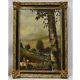 About 1900 Ancient Oil Painting Mountain Landscape With Children 60x43
