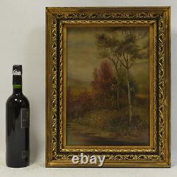 About 1900 Ancient Oil Painting On Canvas Forest Landscape 50x39 CM