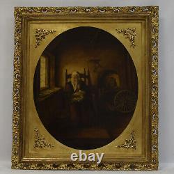 About 1900 Ancient Oil Painting On Canvas Scene Of Genus 85x76 CM