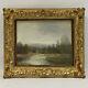 About 1900 Ancient Painting Landscape With River 40x35 Cm