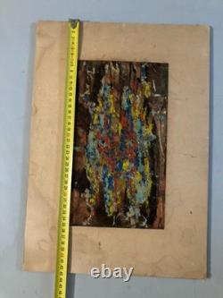Abstract Oil Painting on Cardboard, Unknown Abstraction, 1960, Vintage