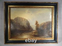 Adele Chaisemarlin Ancient Oil On Canvas Painting Landscape Riviere Boats 1878