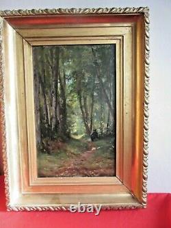 Ancien Table -1877- Antoine Roux Oil On Wood Painting Tb Golden Frame