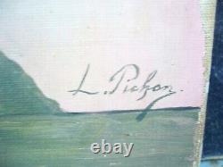 Ancien Table Portrait Women Oil On Toile Signed L. Pichon To Identify