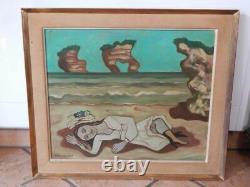 Ancien Tableau Oil On Naïf Art Panel Signed Jean Velliot 1920 1999