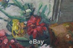 Ancienne Grande Oil On Canvas Depicting A Haas Bouquet Of Gladioli