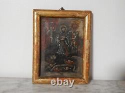 Ancienne Oil On Religious Copper St François Xavier School Xviie