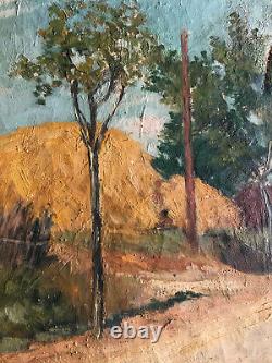 Ancienne Oil Peinture On Toile Landsage Foin Botts Debut 20th