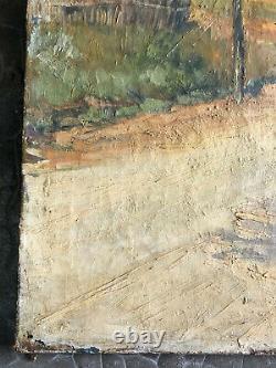 Ancienne Oil Peinture On Toile Landsage Foin Botts Debut 20th