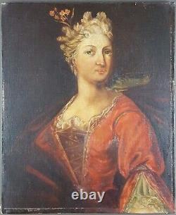 Ancienne Tableau Femme En Dresse Rouge Painting Oil Antique Oil Painting Lady