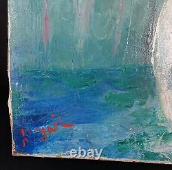 Ancient 1960 Painting Oil On Canvas Bouquet Of Flowers Signature To Identify