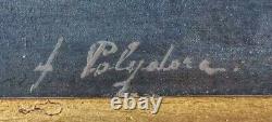 Ancient 19th 18th Century Countryside Interior Oil Painting Signed Polydore